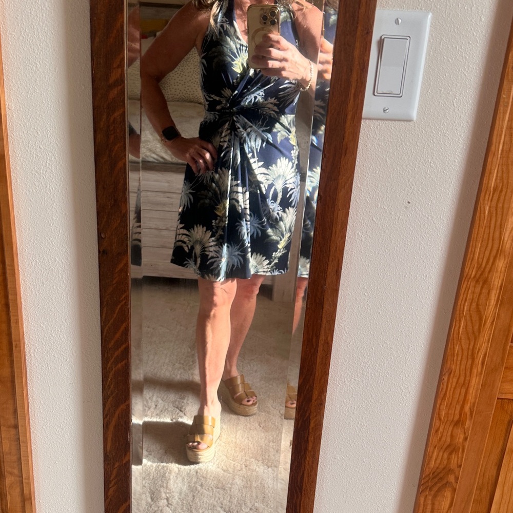 Tommy Bahama Navy Floral Twist-Front Mini Dress XS - Picture 2 of 9